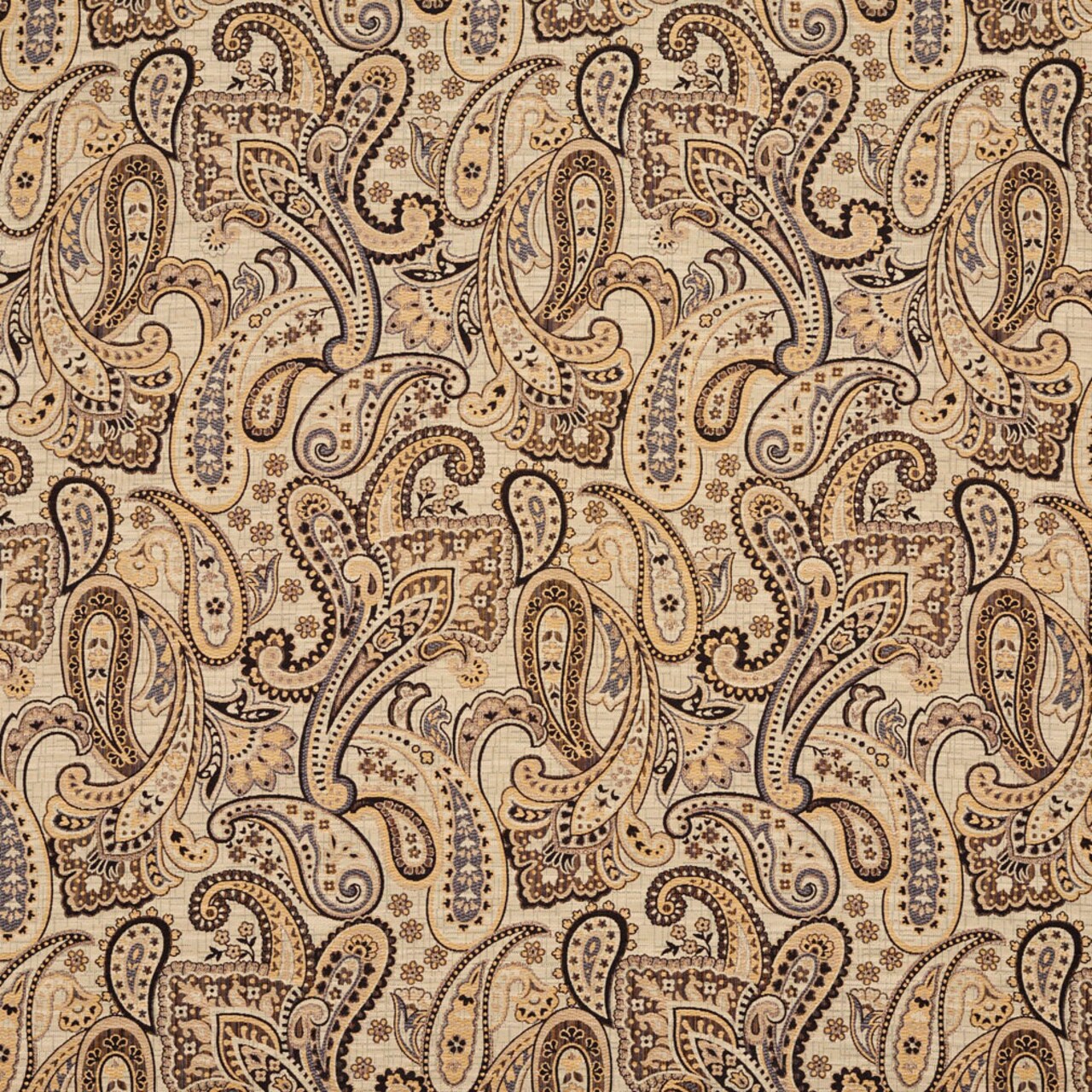 Chateau Phoenix - Black,Gold & Yellow Paisley Upholstery Fabric 54 Inches"